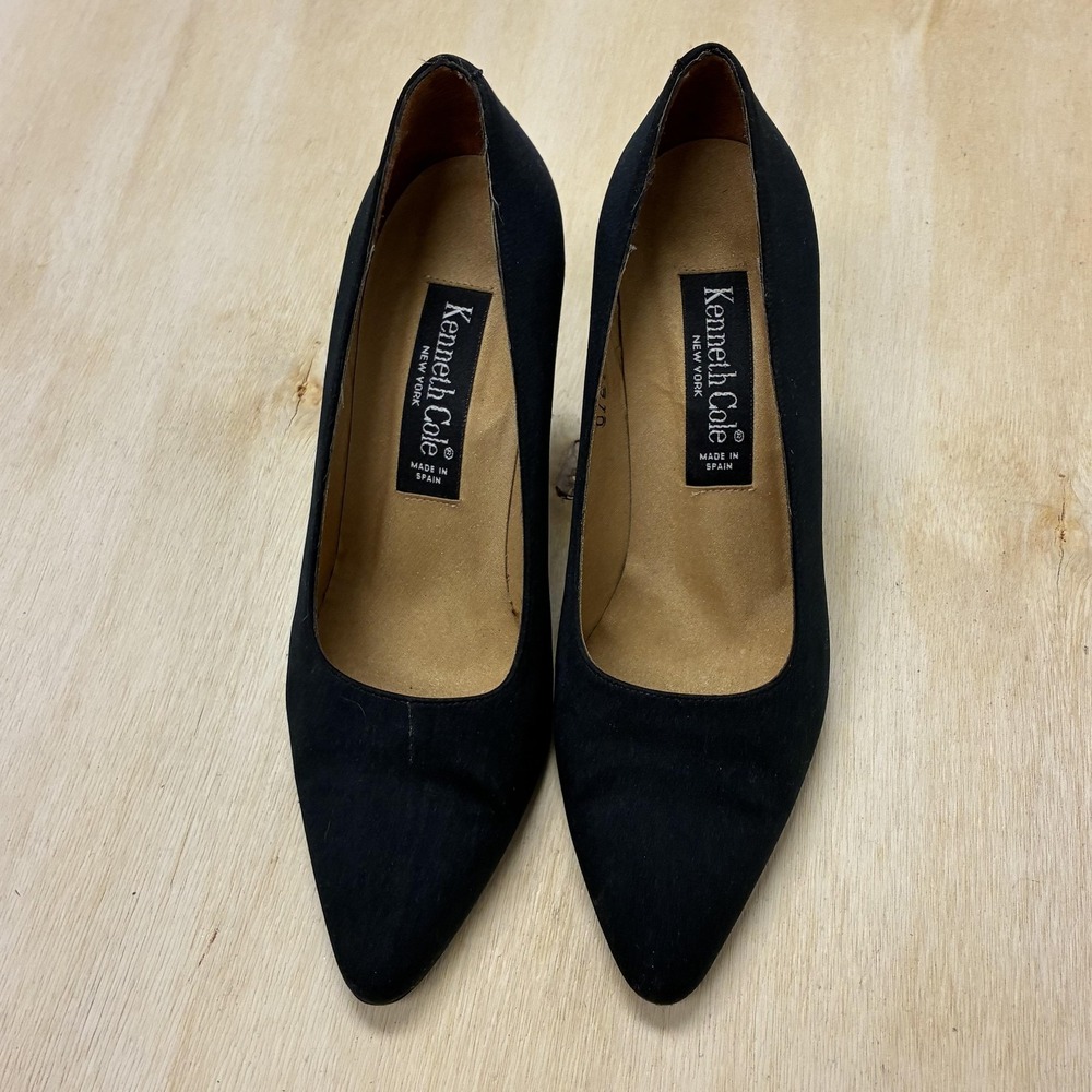Kenneth Cole Shoes Womens Size 8 Black Suede Pointed Toe Spool Heel Pumps Dress